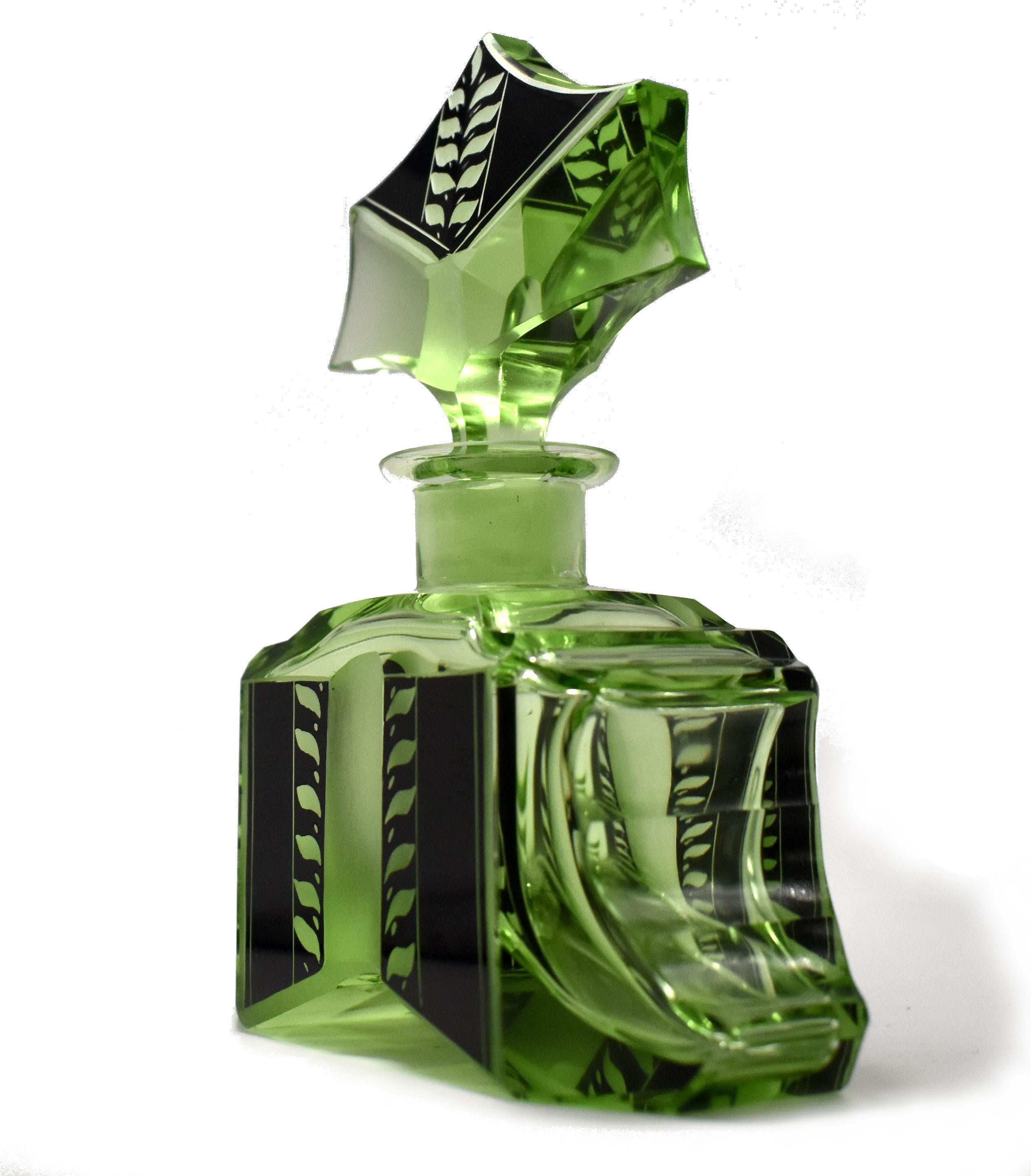 Art Deco Large Glass Perfume Bottle by Karl Palda, circa 1930 1