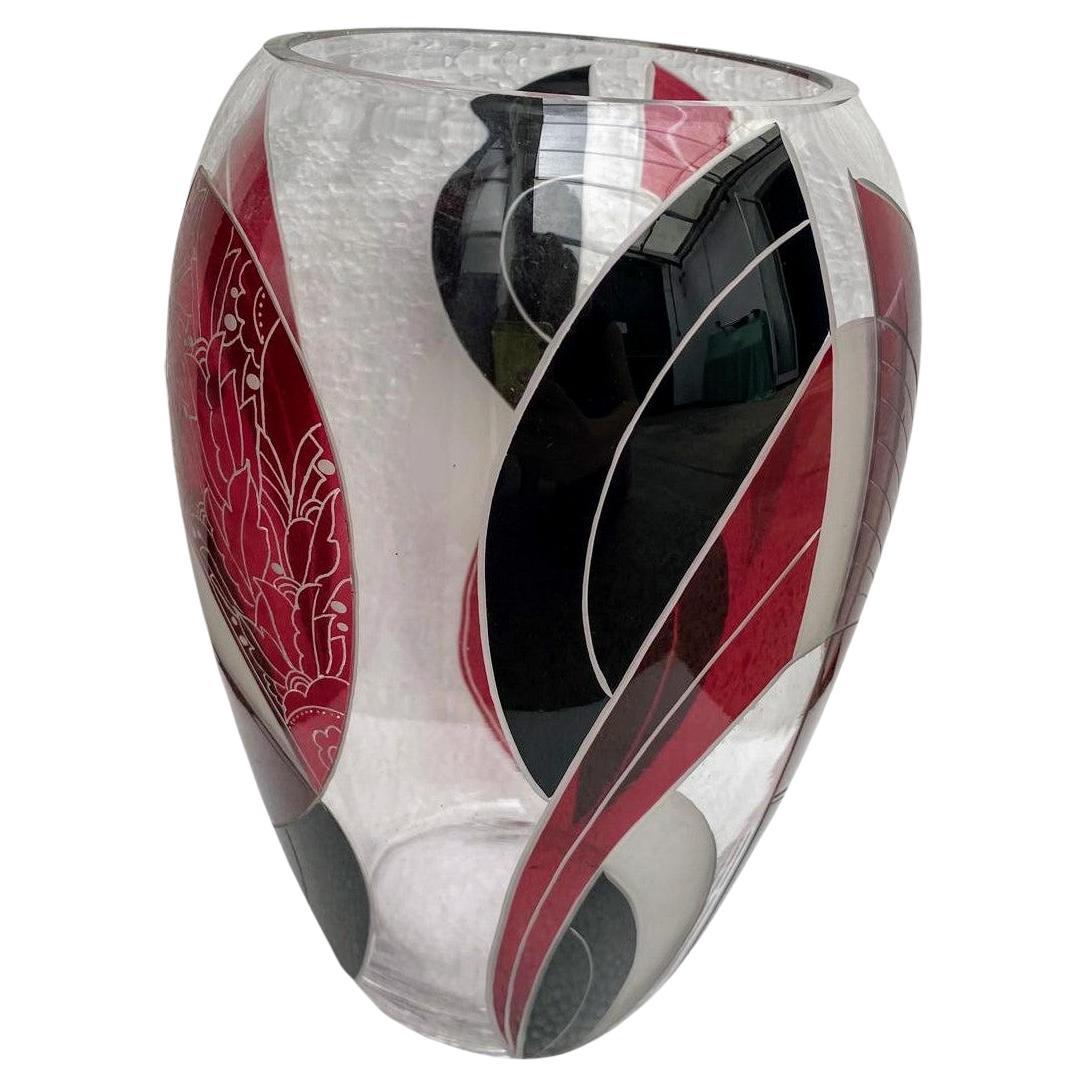 Gran jarrón de cristal art déco de Karl Palda, c1930 en Bueno estado para la venta en Devon, England