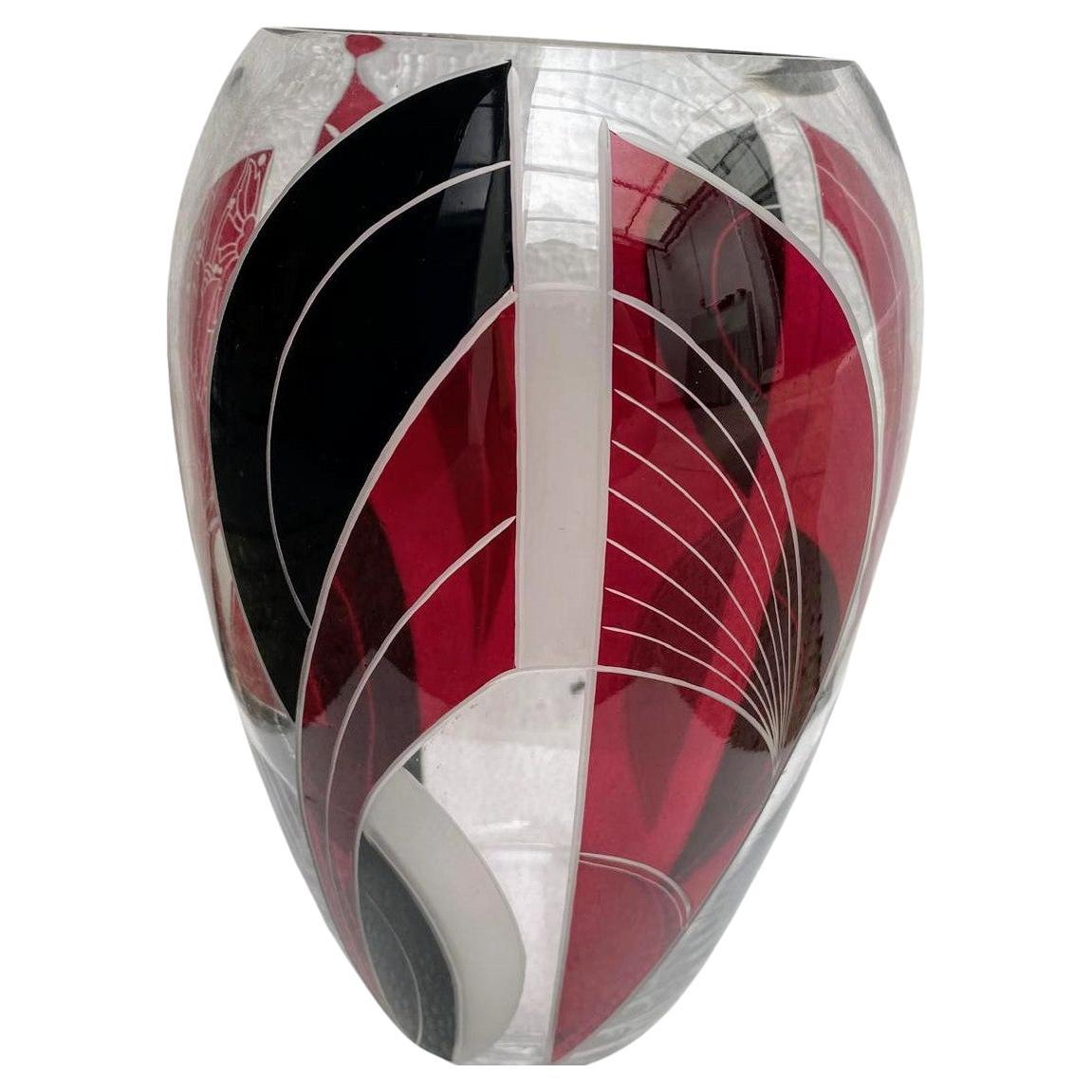 Gran jarrón de cristal art déco de Karl Palda, c1930 en venta 1
