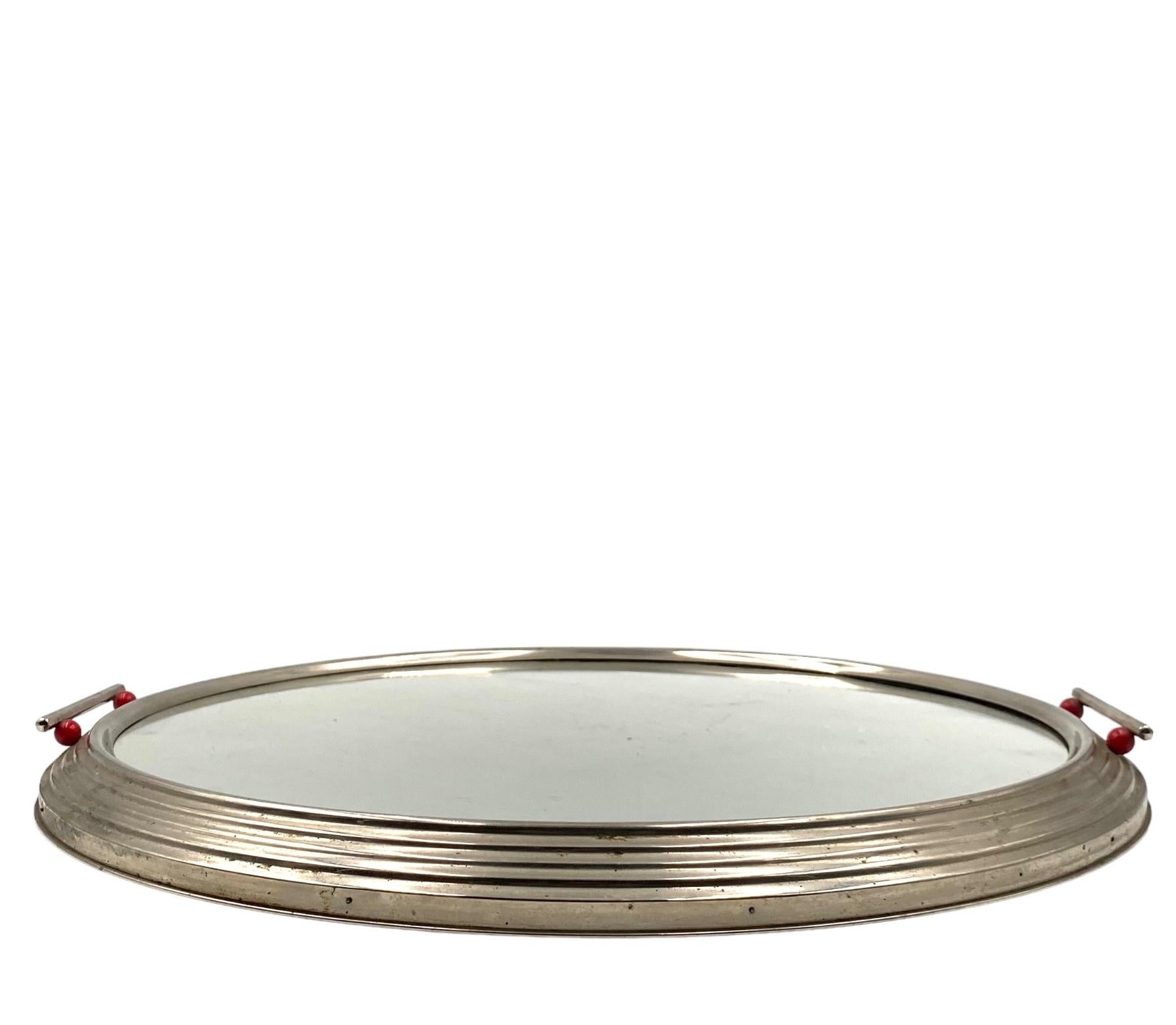 Art Deco large mirrored tray, France 1930s For Sale 4