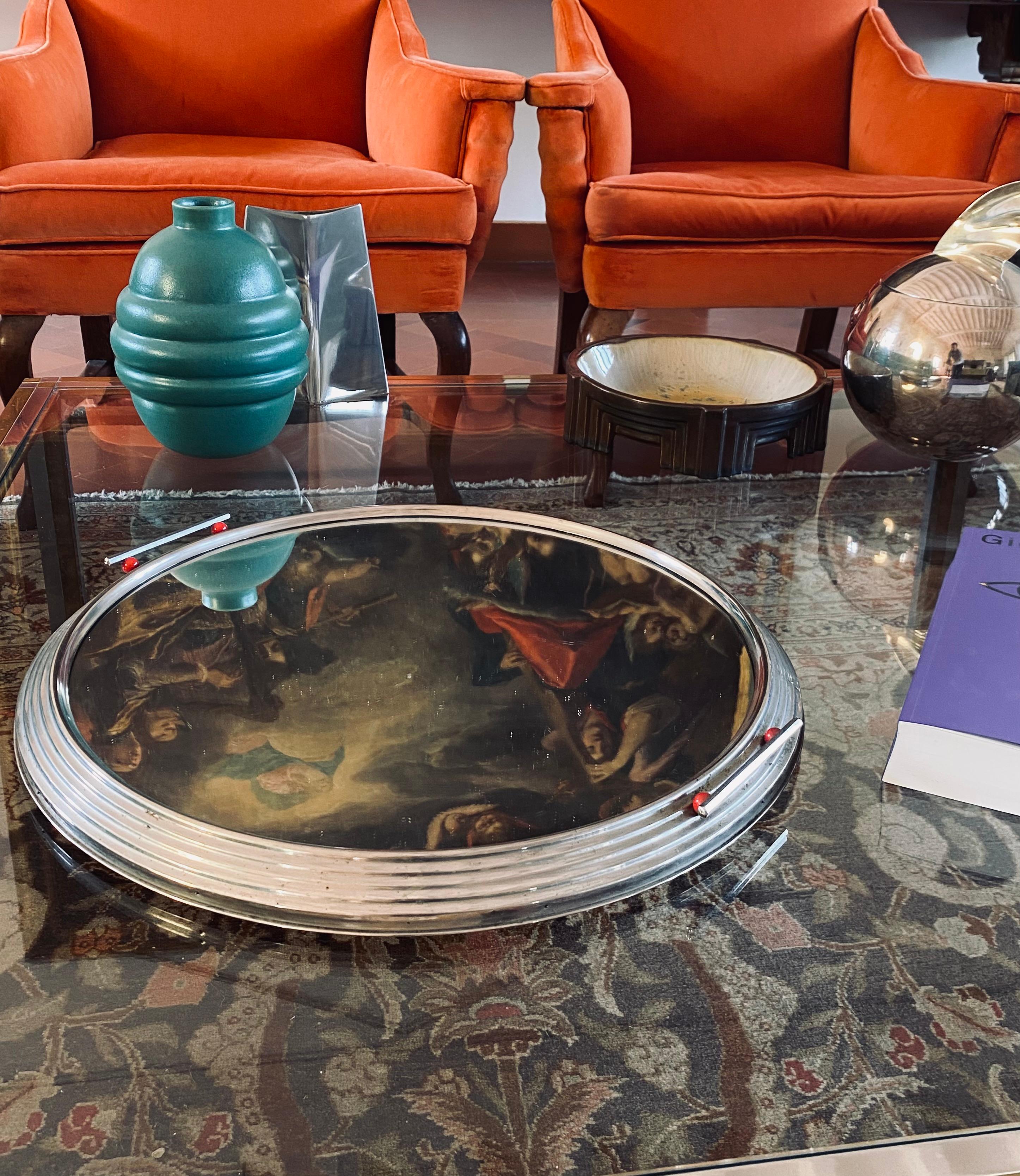 Mid-20th Century Art Deco large mirrored tray, France 1930s For Sale