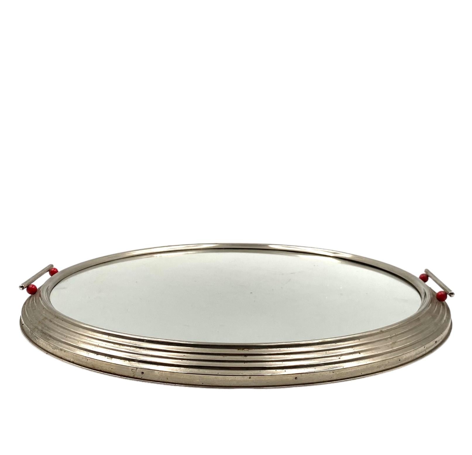 Art Deco large mirrored tray, France 1930s For Sale 3