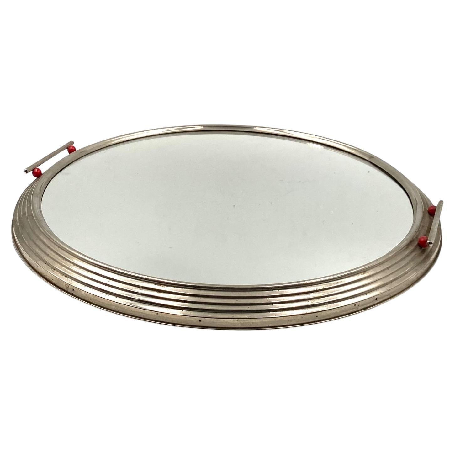 Art Deco large mirrored tray, France 1930s For Sale