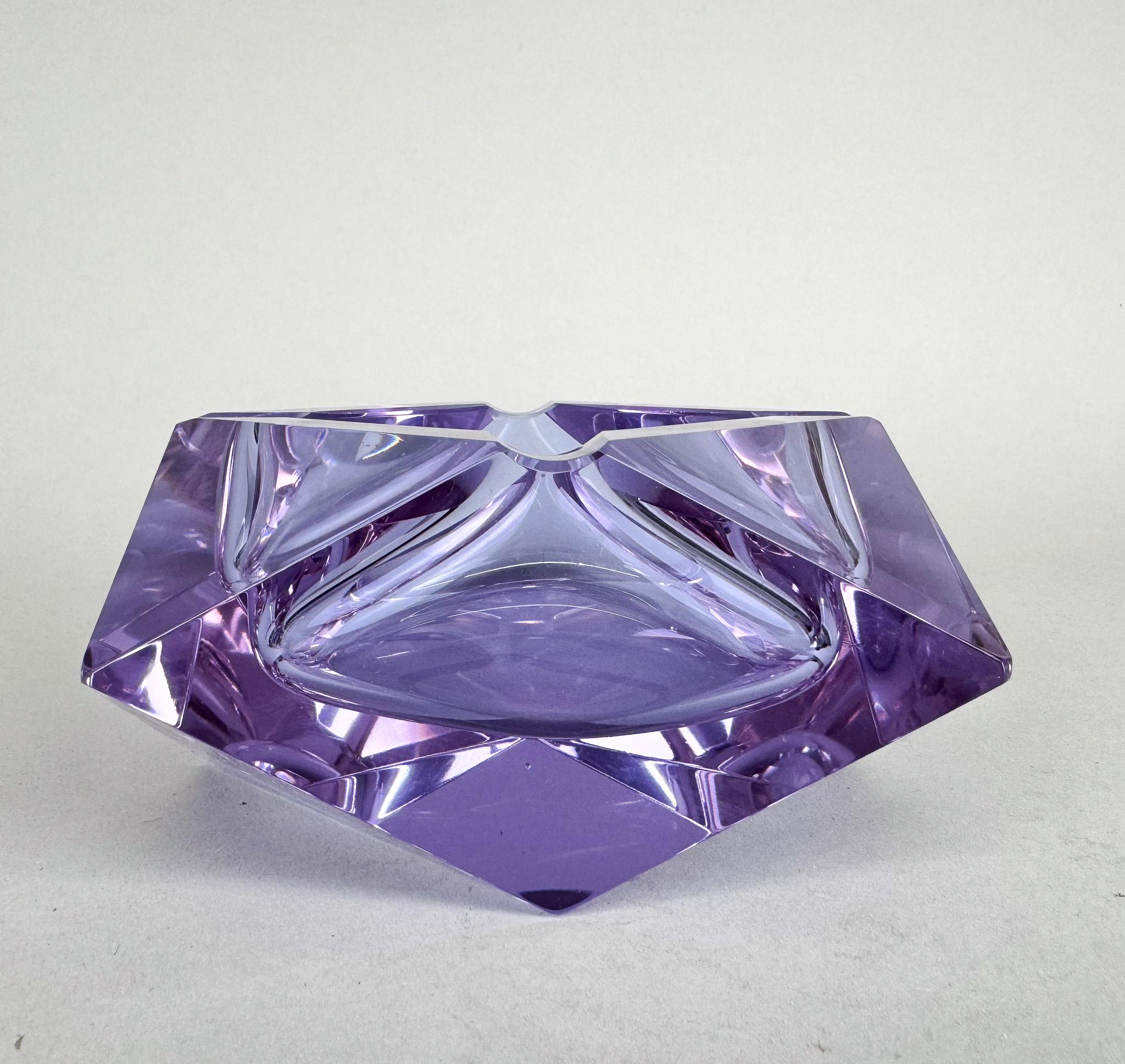 Cenicero de cristal neodimio Art Déco Moser grande Checo