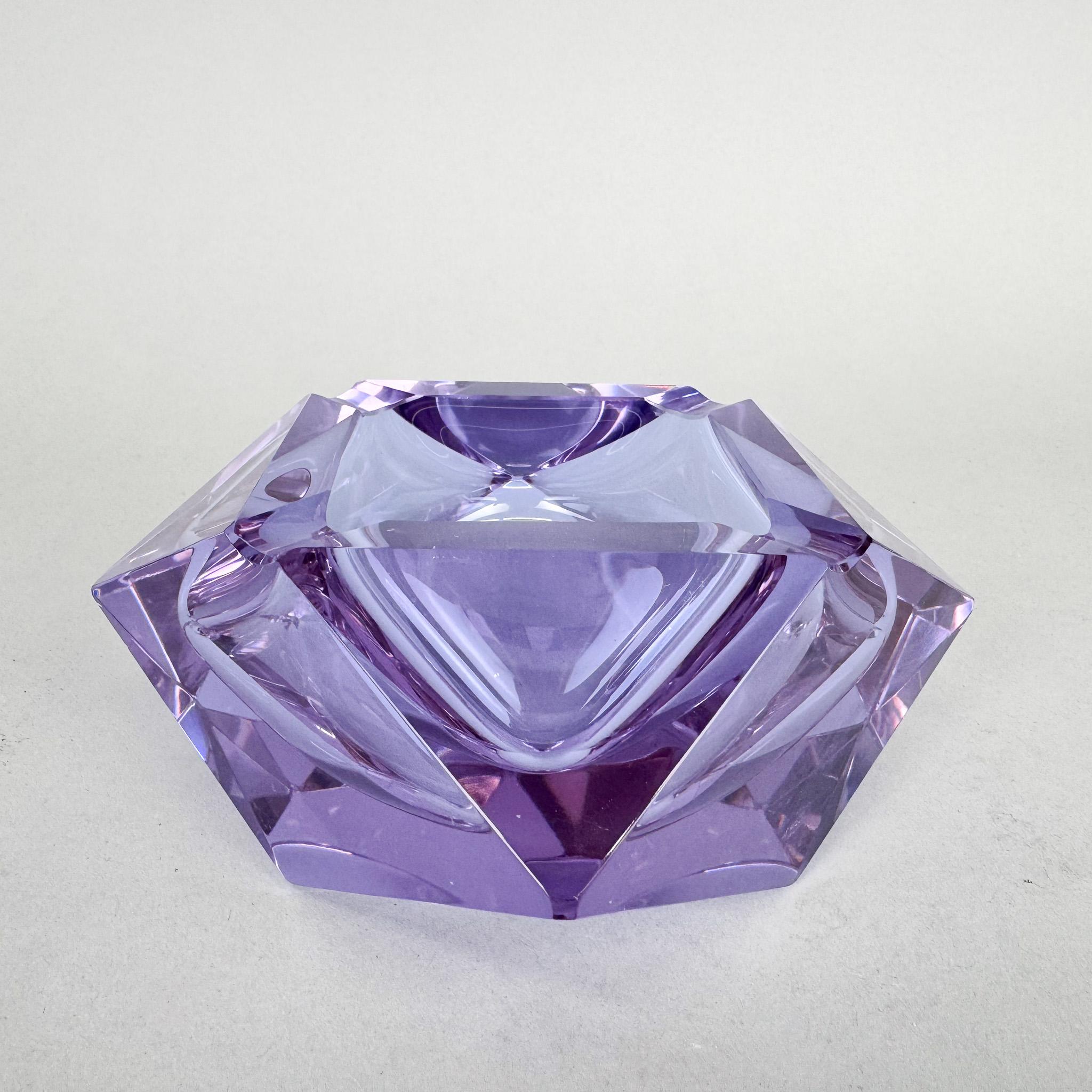 Cenicero de cristal neodimio Art Déco Moser grande siglo XX