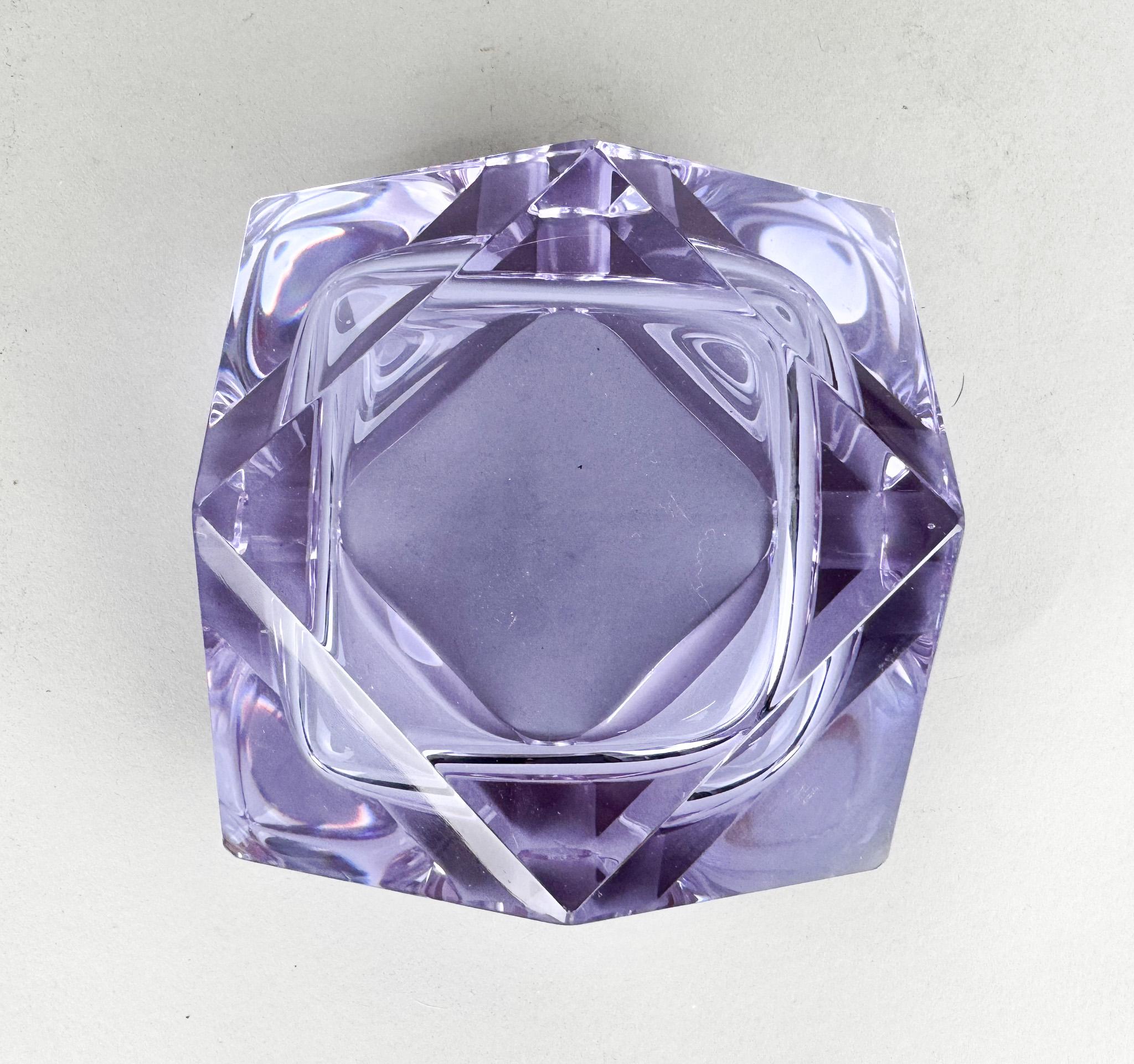 Cenicero de cristal neodimio Art Déco Moser grande 1