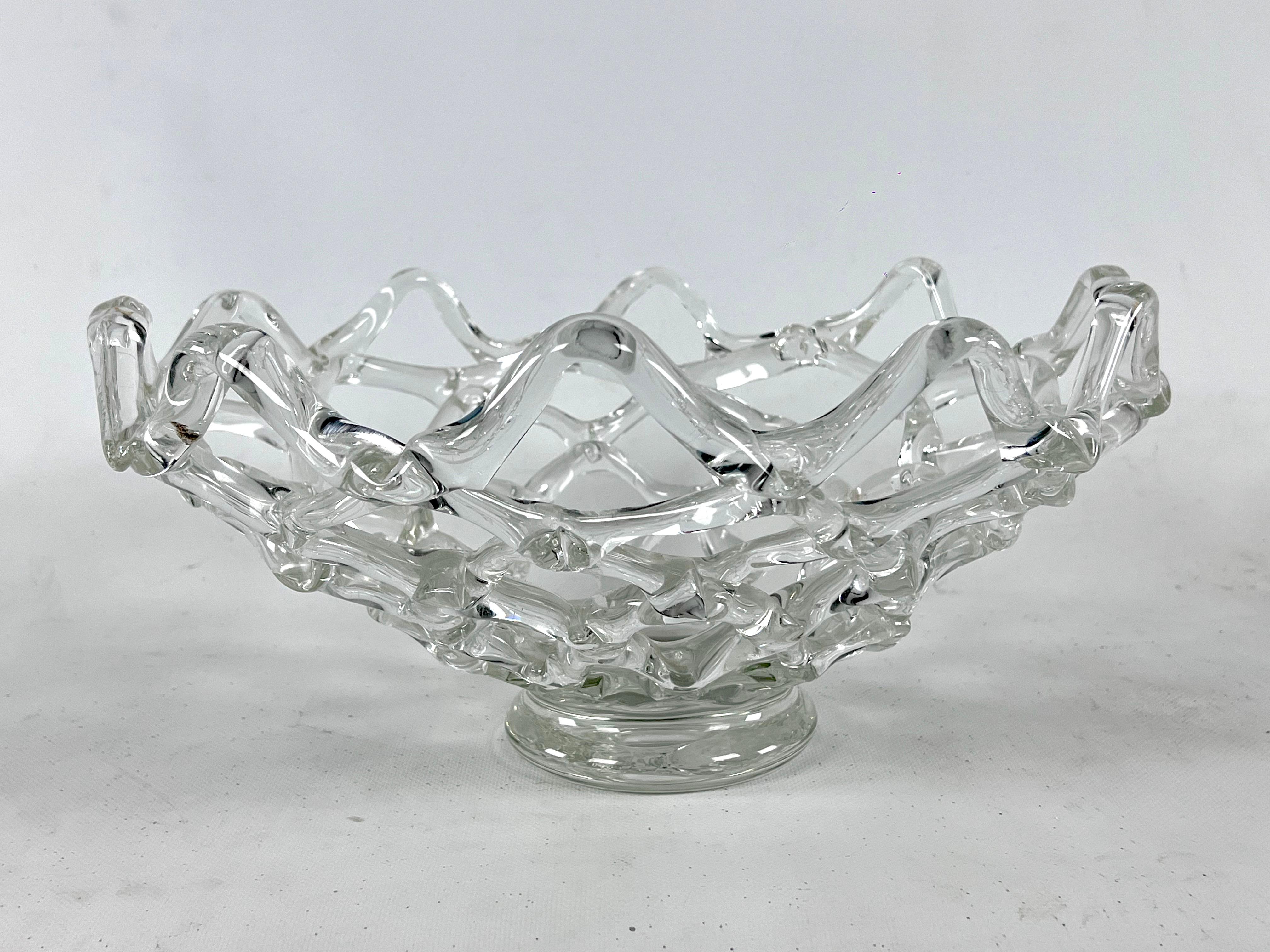 Art Deco, Large Murano Intreccio Glass Centerpiece by Barovier&Toso, Italy 1940 For Sale 7