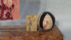 Art Deco Large Photo Frame French with Striped Marble Balls, circa 1930