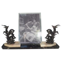 Art Deco Large Photo Frame French, circa 1930 - Deer on Marble