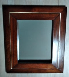 Art Deco Large Rectangular Mirror with Double Oak Frame, Bone Rod, French, 1930s