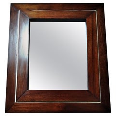 Art Deco Large Rectangular Mirror with Double Oak Frame, Bone Rod, French, 1930s