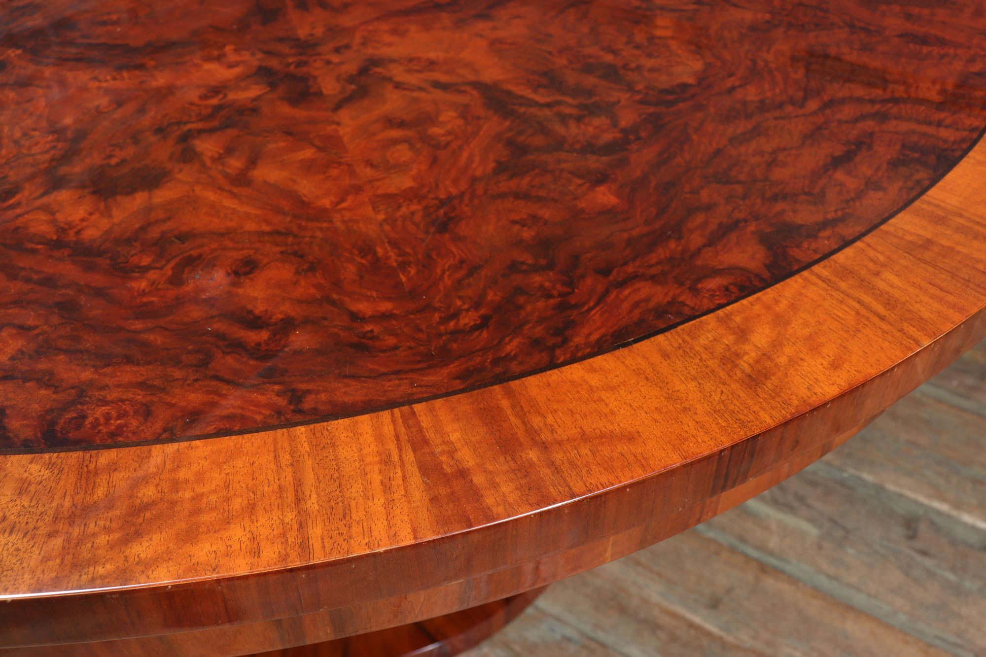 Art Deco Large Round Dining Table in Walnut 5