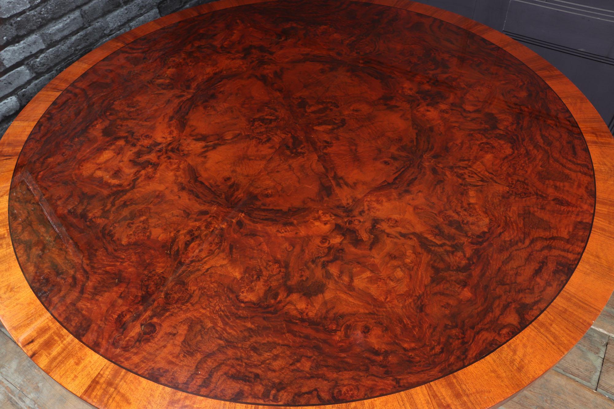 Art Deco Large Round Dining Table in Walnut 6
