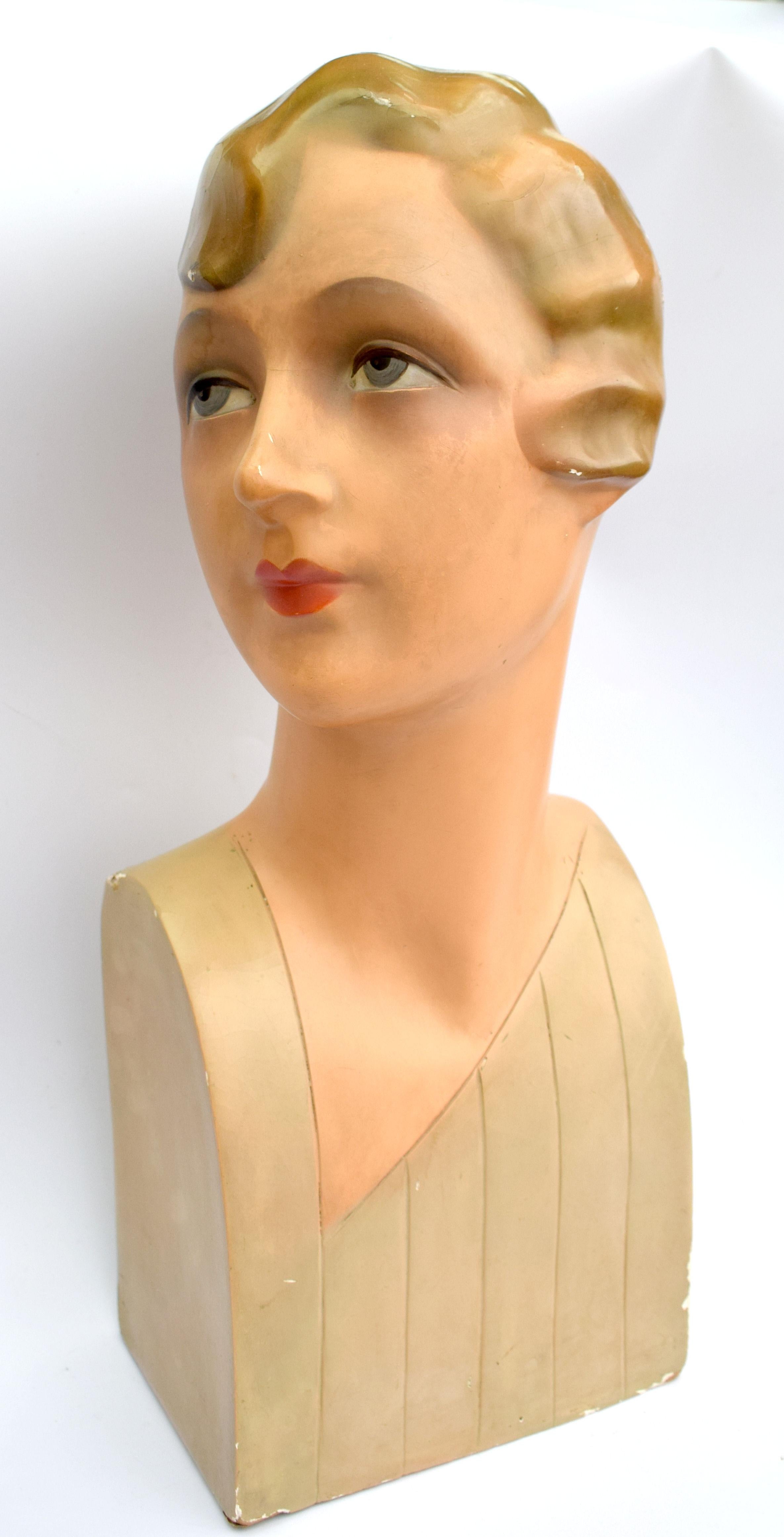 Fabulous 1930s Art Deco female shop mannequin. Out of all the mannequins we've ever had although this one isn't in the best of condition she's without doubt one of the most attractive and has a lot appeal for anyone who has a soft spot for either