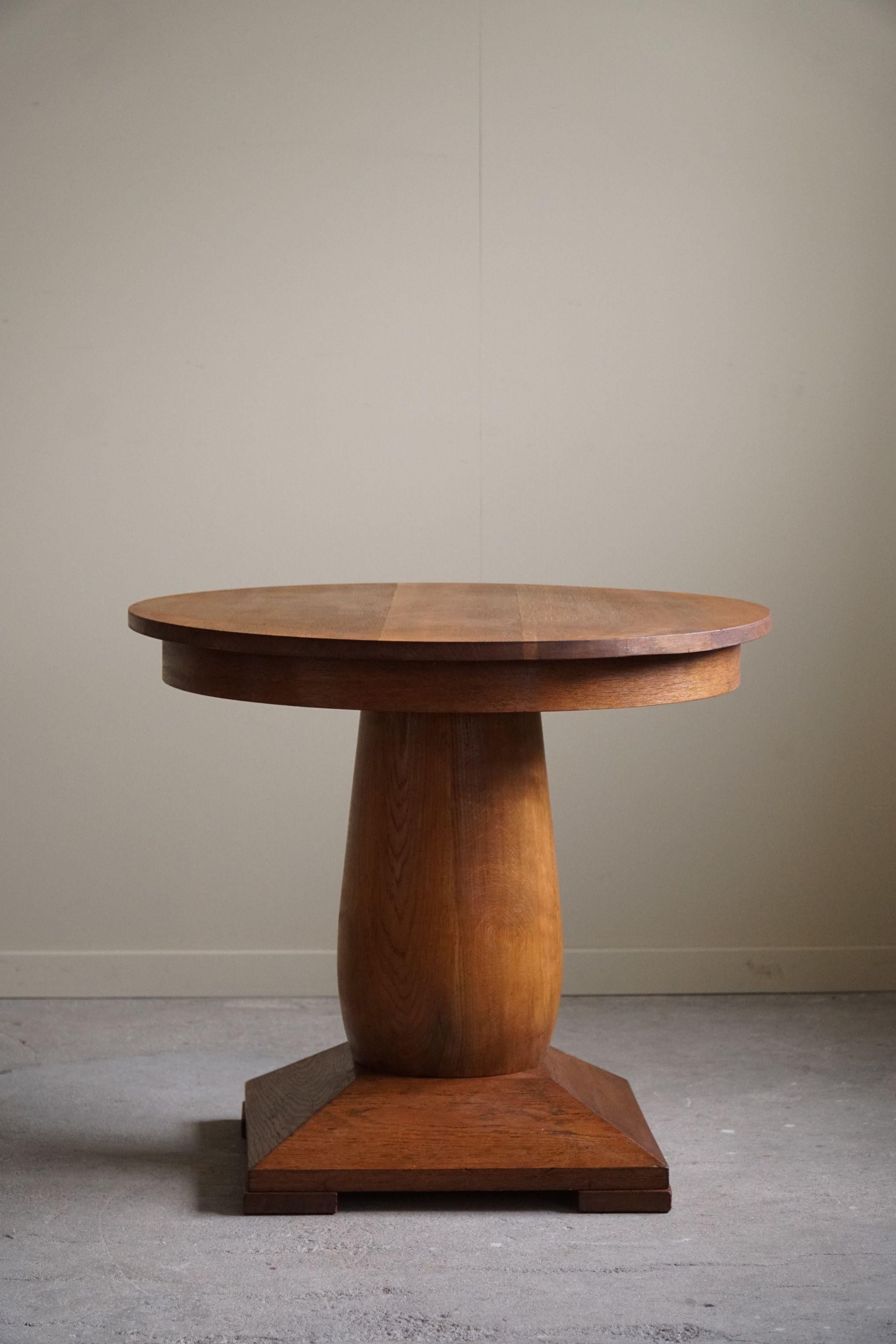 Scandinavian Modern Art Deco, Large Side Table in Solid Oak, Made by a  Danish Cabinetmaker, 1940s For Sale