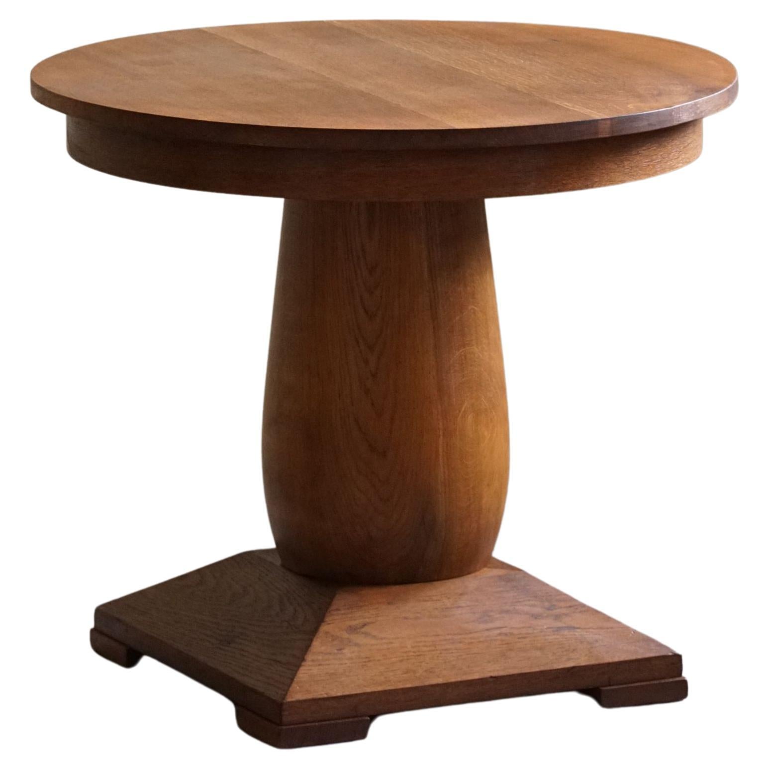 Art Deco, Large Side Table in Solid Oak, Made by a  Danish Cabinetmaker, 1940s For Sale