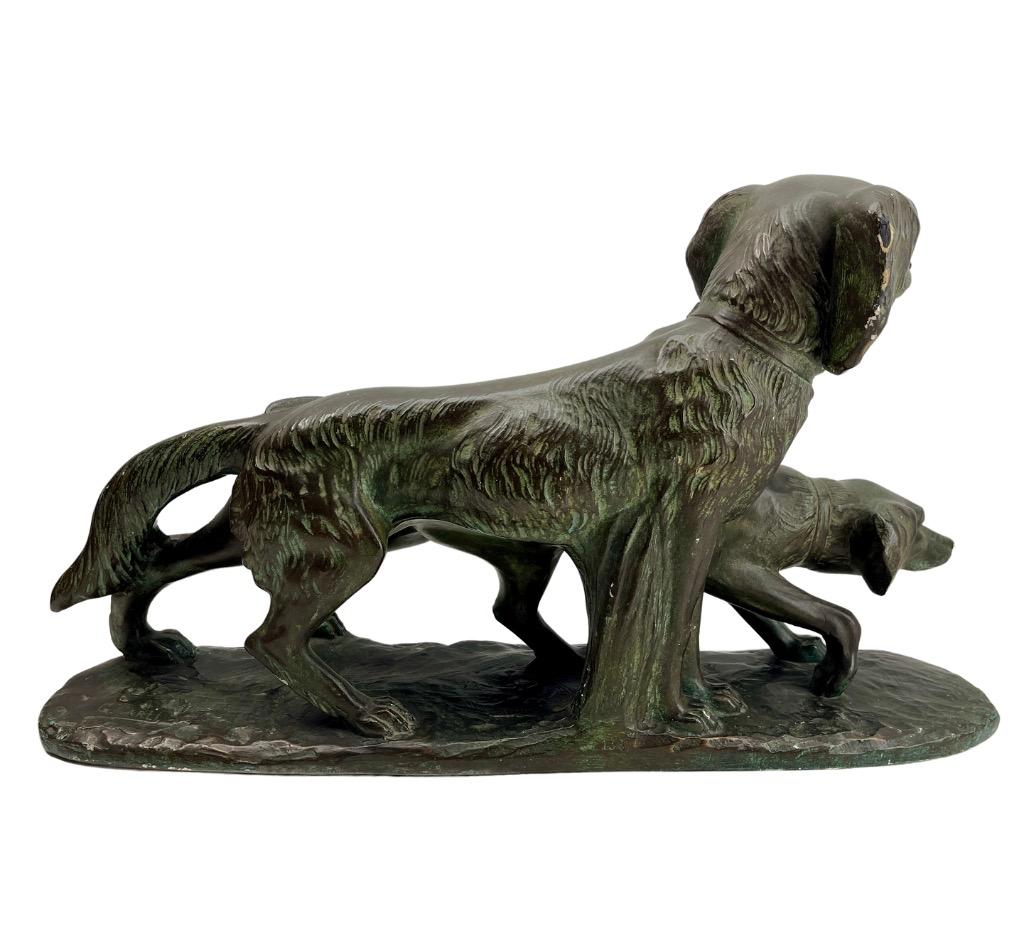 Hand-Crafted Art Deco Large Signed G Carli with stylized  Representation of Hunting Dogs  For Sale