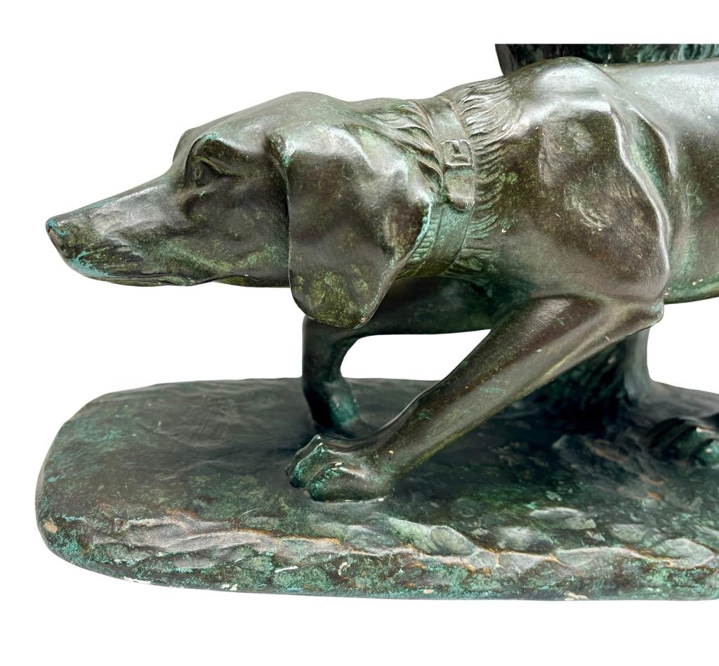Plaster Art Deco Large Signed G Carli with stylized  Representation of Hunting Dogs  For Sale