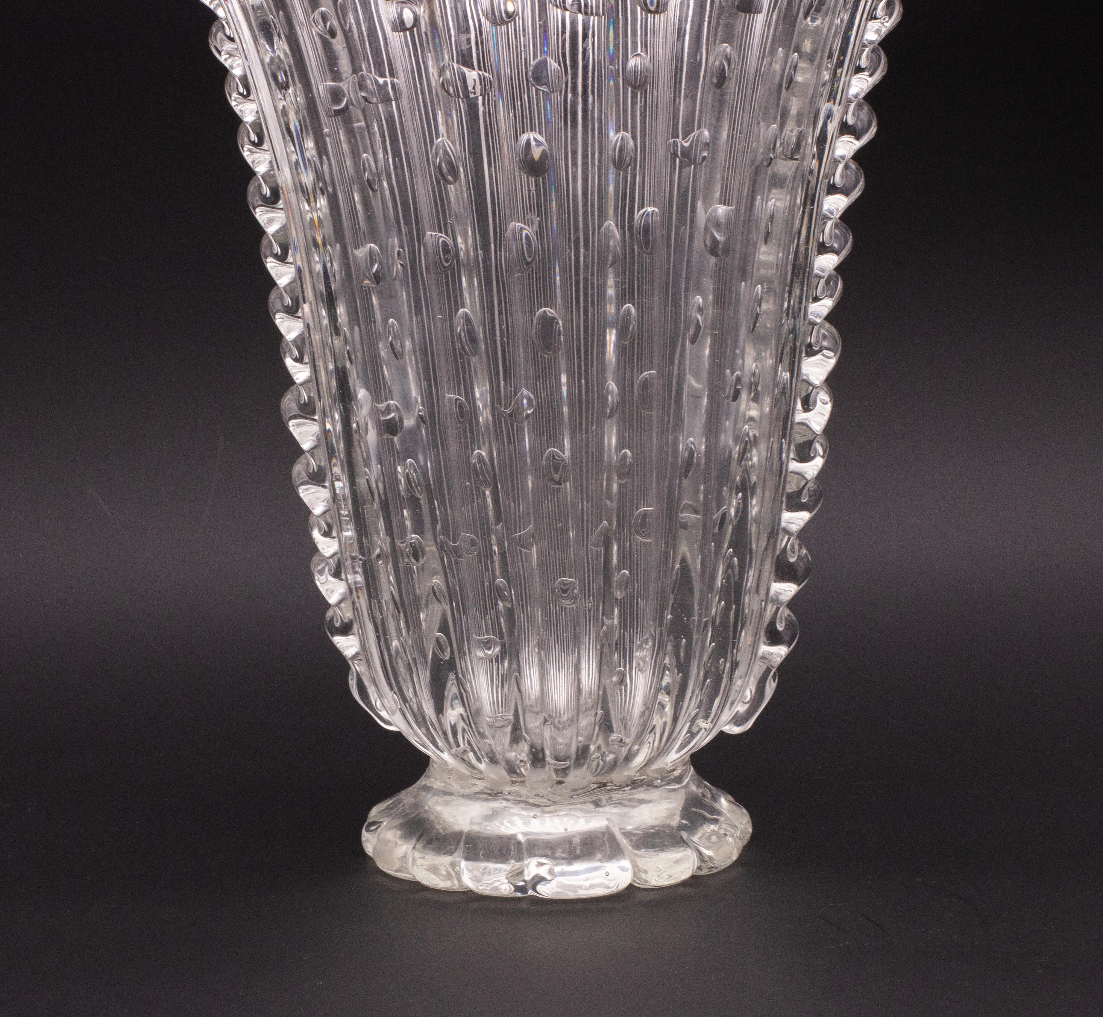 Murano Glass Art Decò Large Size Murano Bullicante Vase by Barovier & Toso, 1930s For Sale