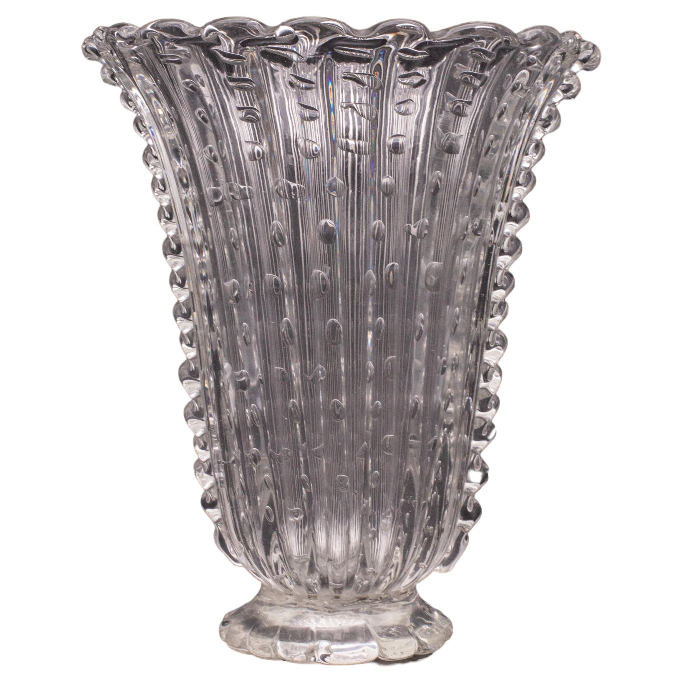 Vase Bullicante de Murano de grande taille Art Decò par Barovier&Toso, années 1930