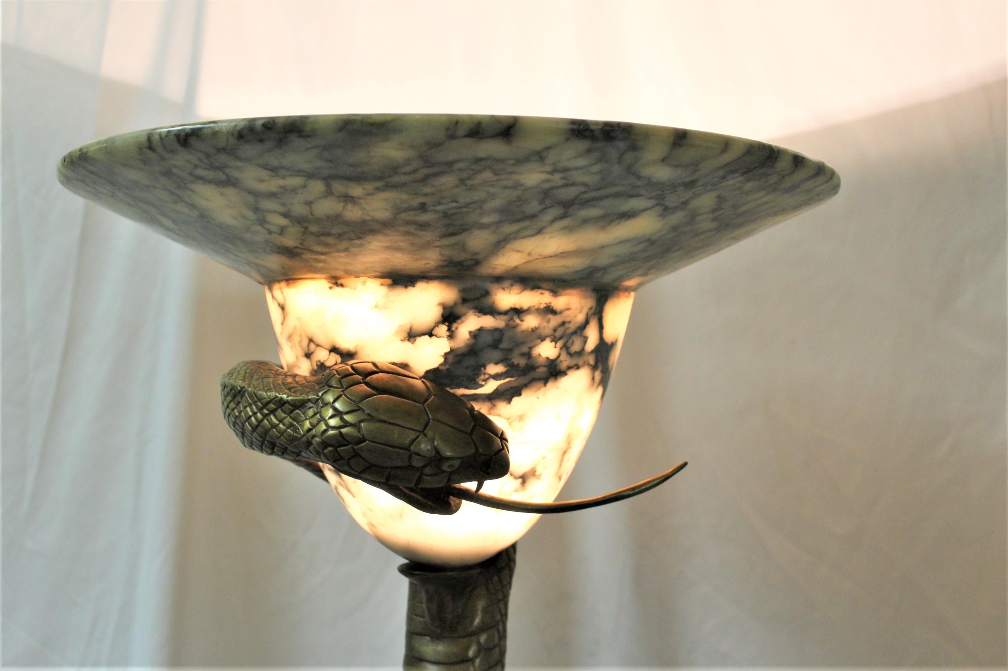 Bronze Art Deco Large Snake Lamp