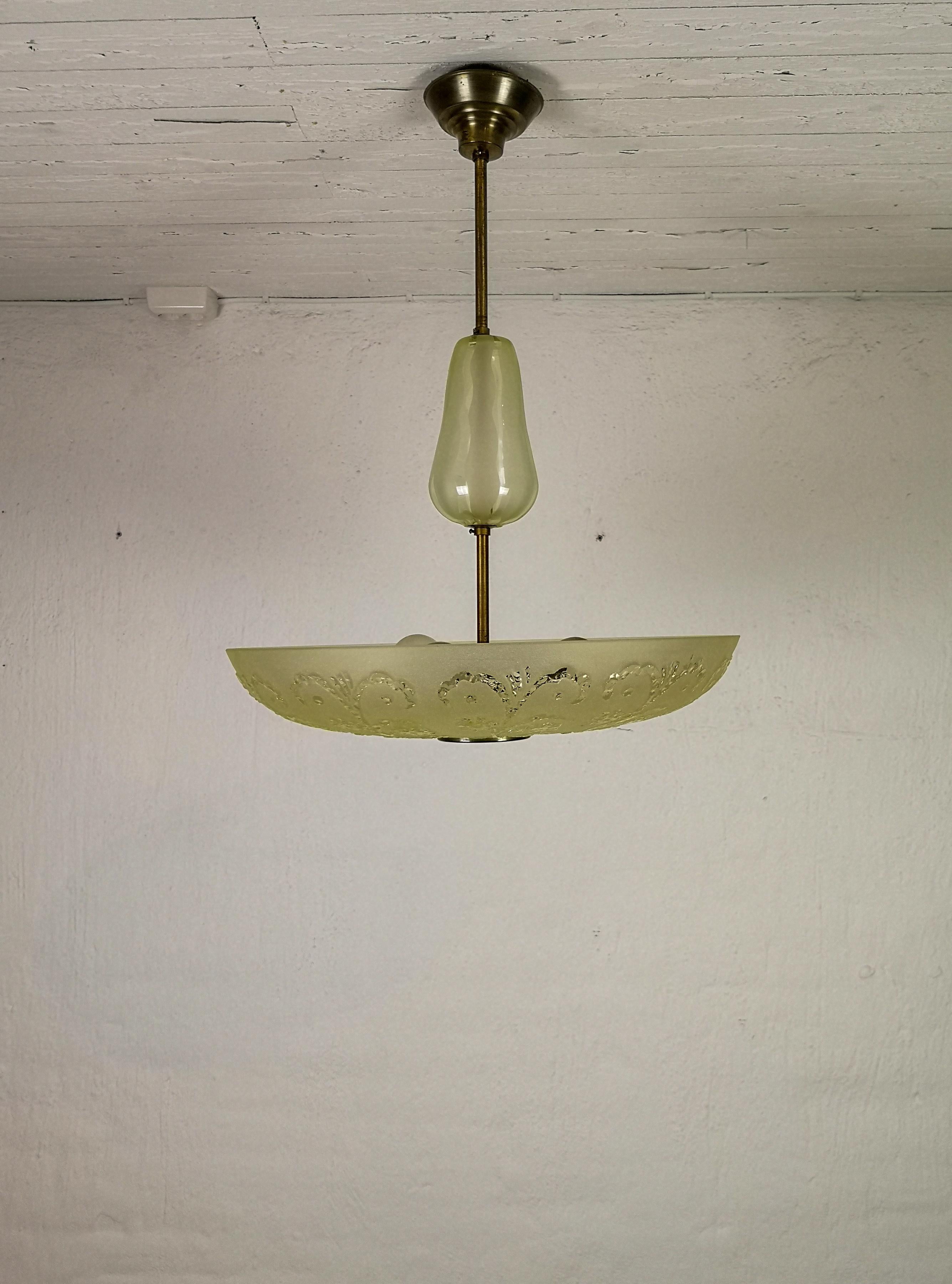 Art Deco Large Swedish Orrefors Ceiling Fixture In Good Condition In Hillringsberg, SE