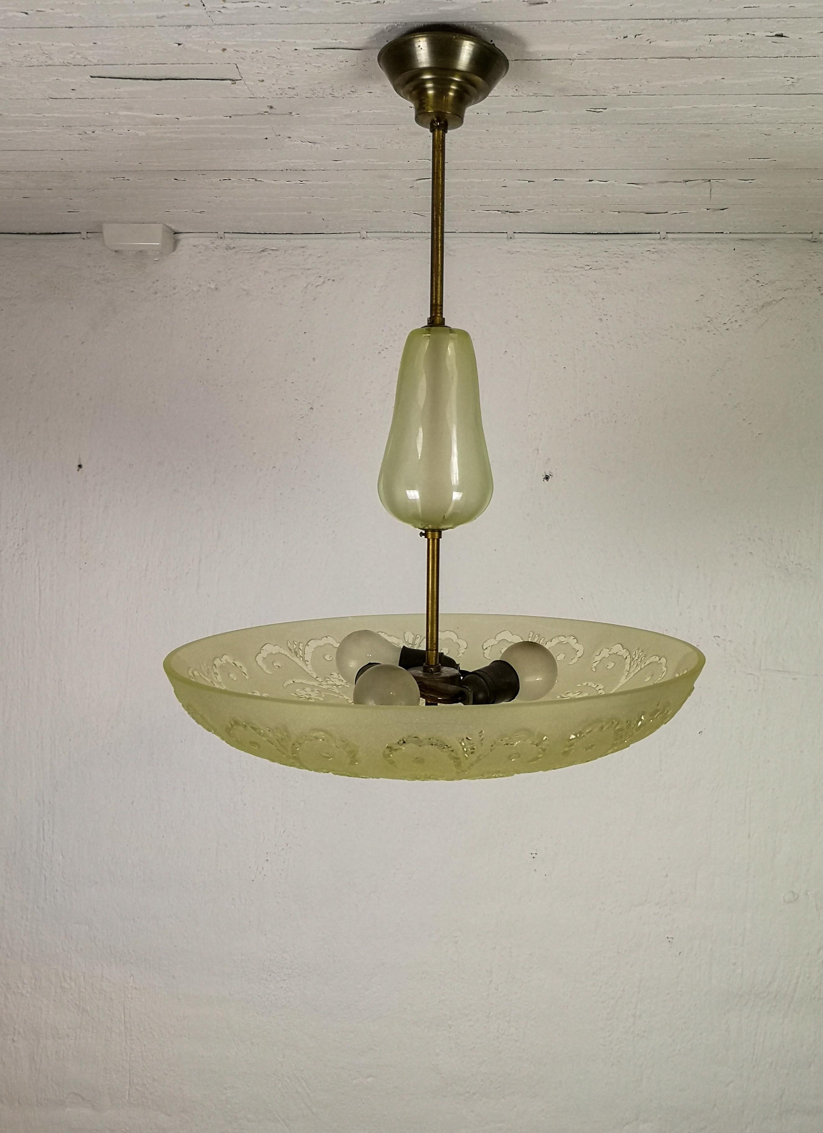 Mid-20th Century Art Deco Large Swedish Orrefors Ceiling Fixture