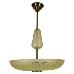 Art Deco Large Swedish Orrefors Ceiling Fixture