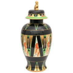 Art Deco Large Temple Vase by Enoch Boulton Enameled with the Orient Design