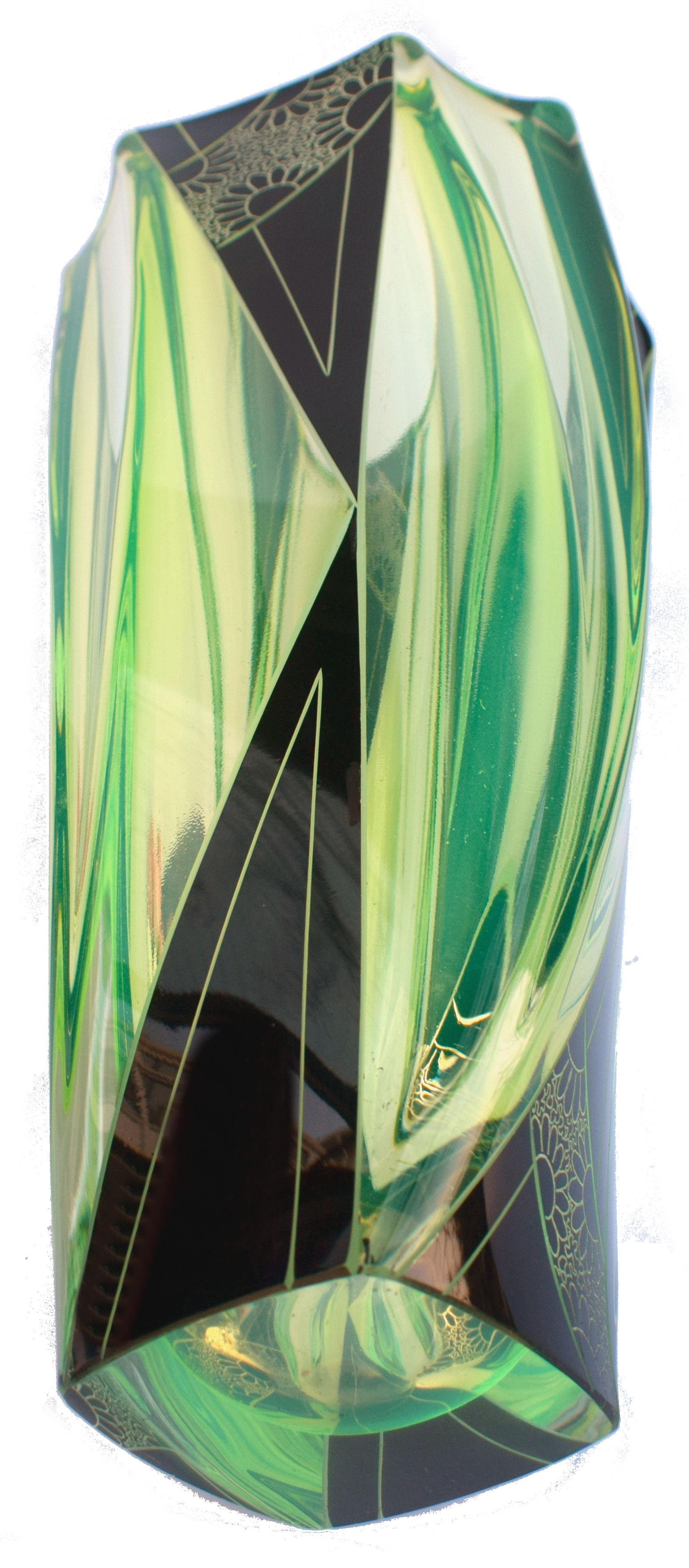 art deco uranium glass vase