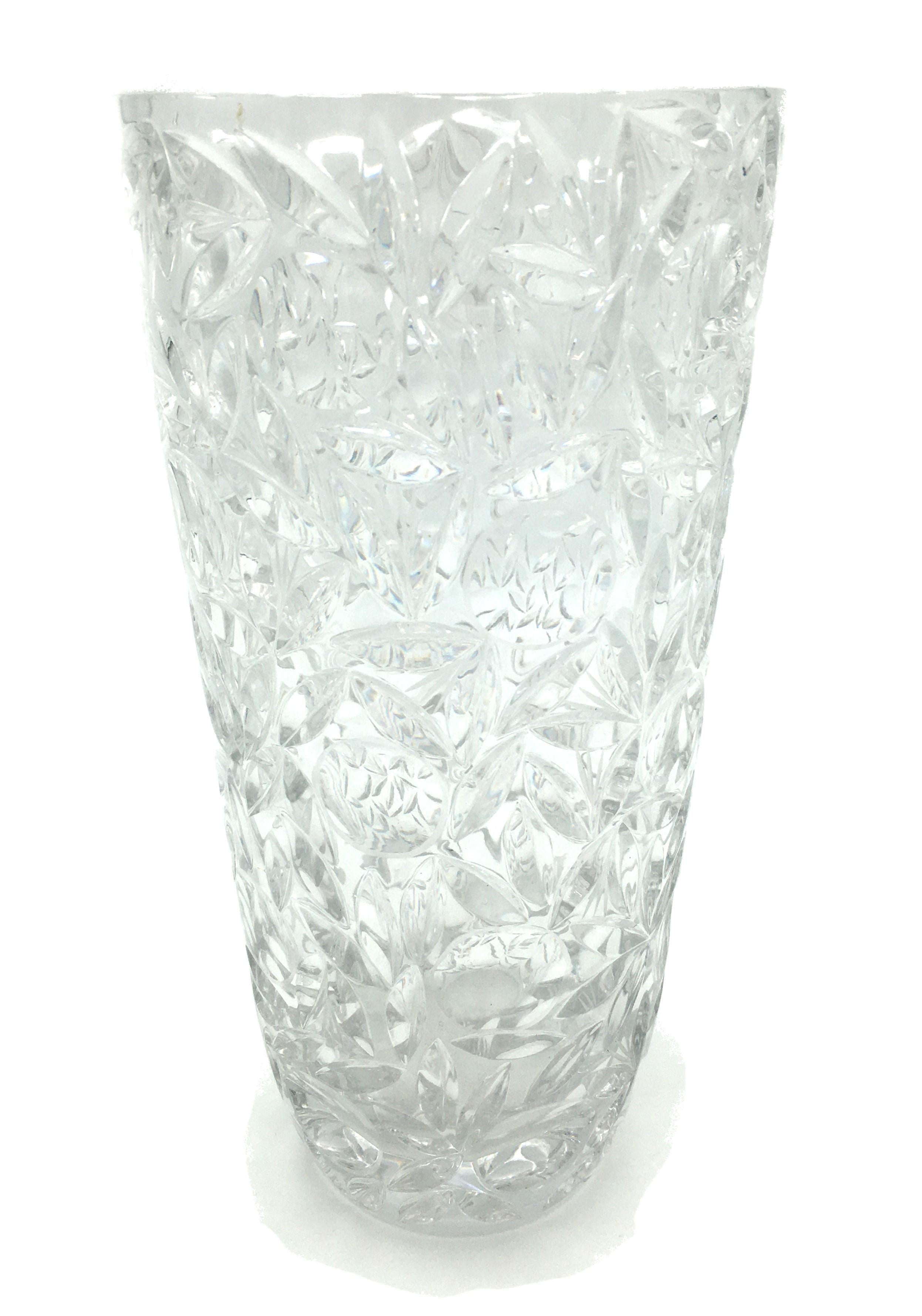 Art Deco Large Vintage Lead Crystal Cut Vase, circa 1940 2