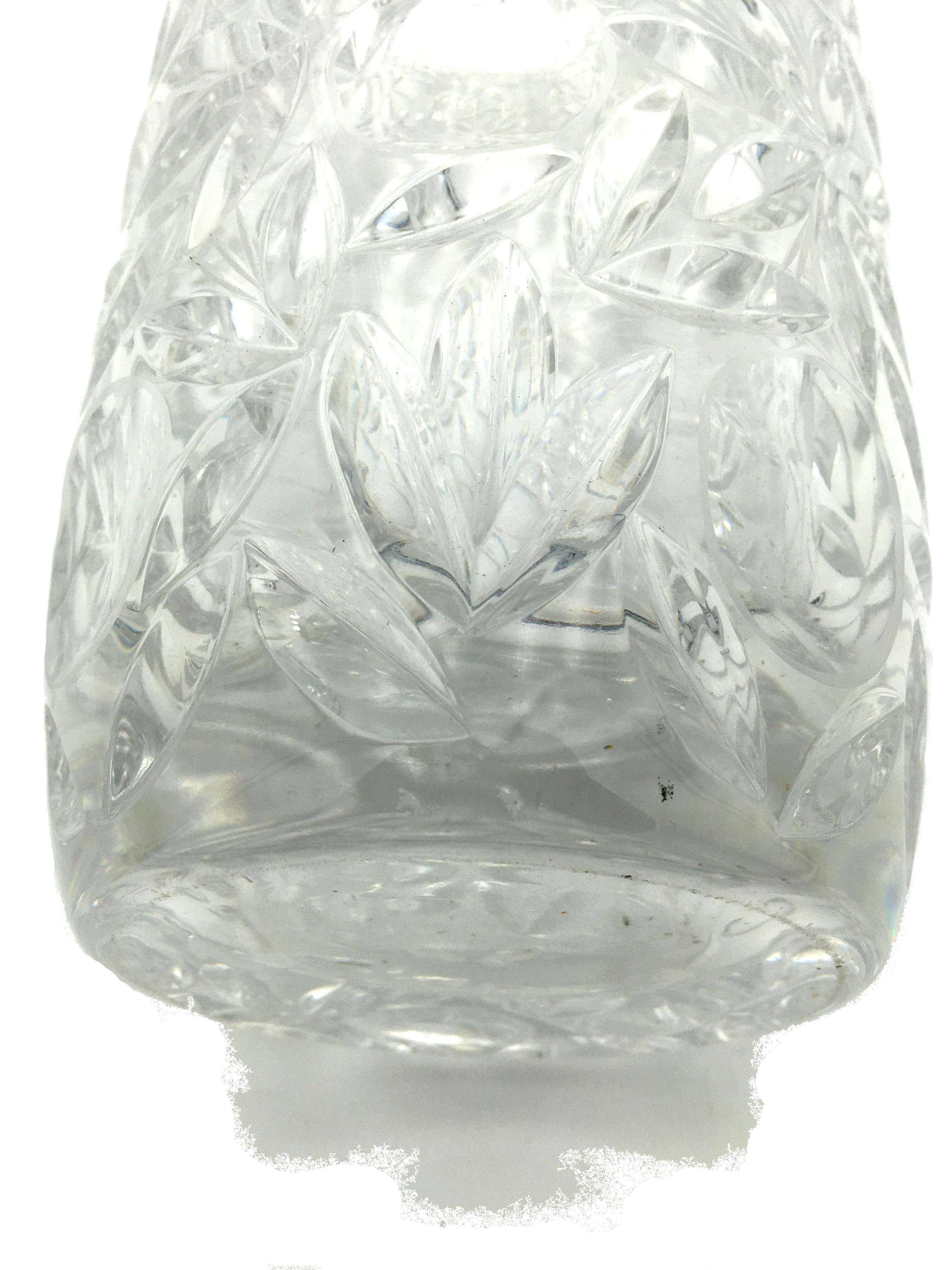 Art Deco Large Vintage Lead Crystal Cut Vase, circa 1940 In Good Condition In Beuzevillette, FR