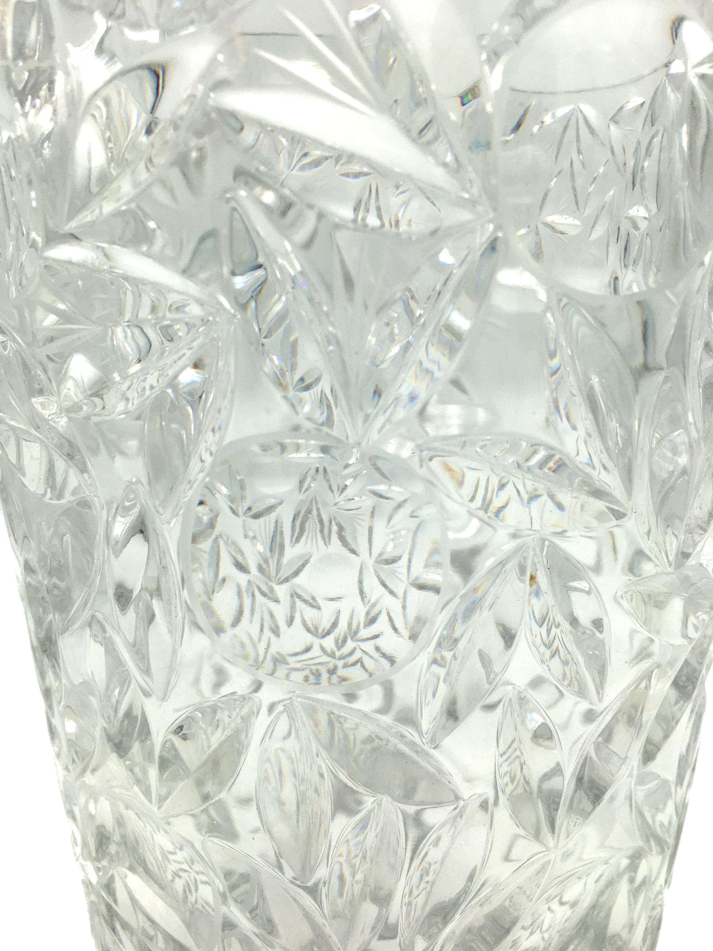 Mid-20th Century Art Deco Large Vintage Lead Crystal Cut Vase, circa 1940