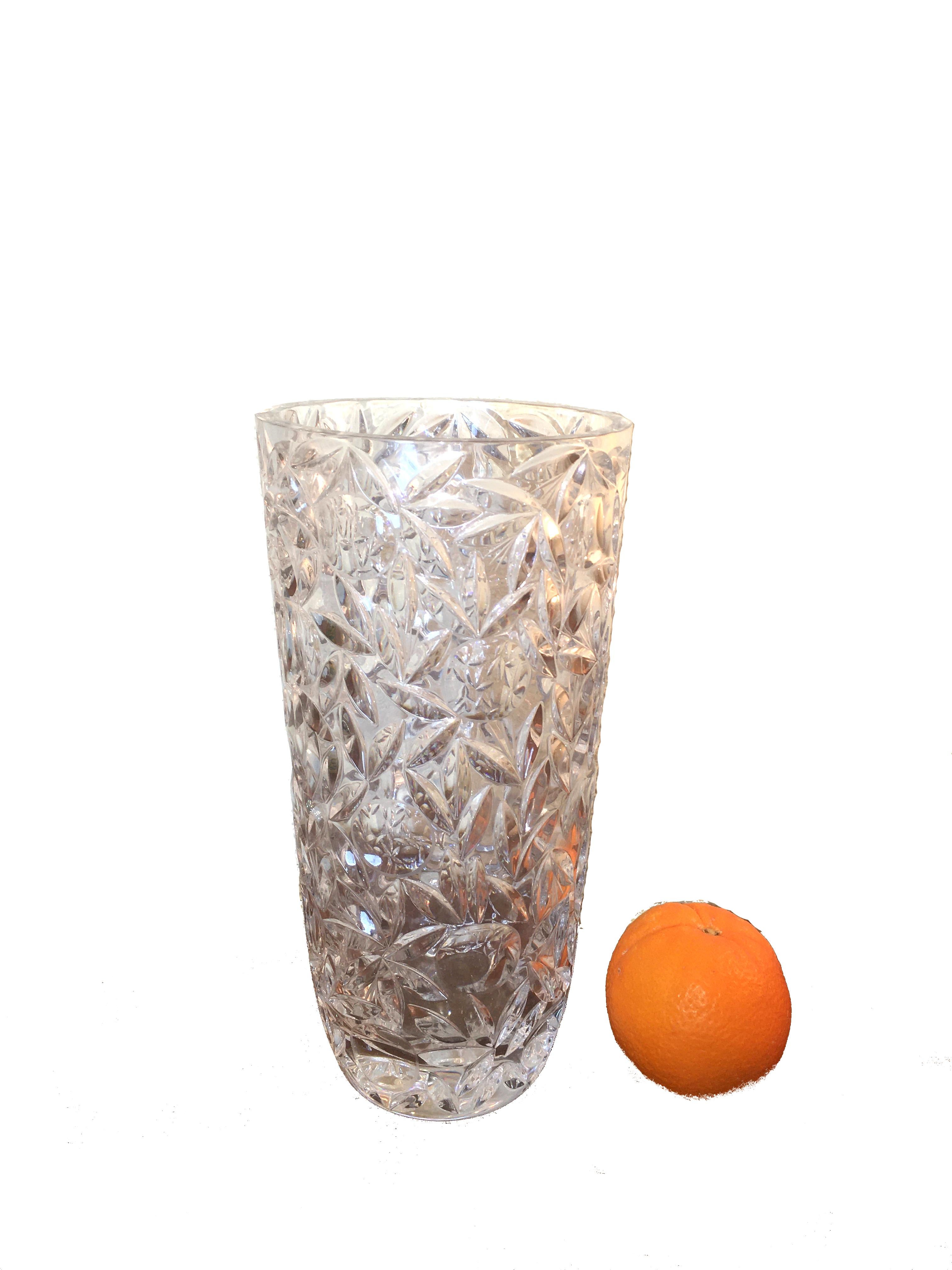Art Deco Large Vintage Lead Crystal Cut Vase, circa 1940 1