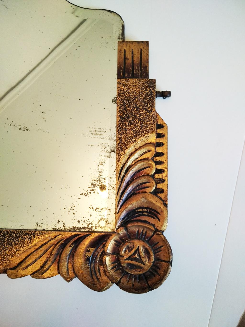 Spectacular Mirror With Gold Leaf, Art Deco , 1930s 4