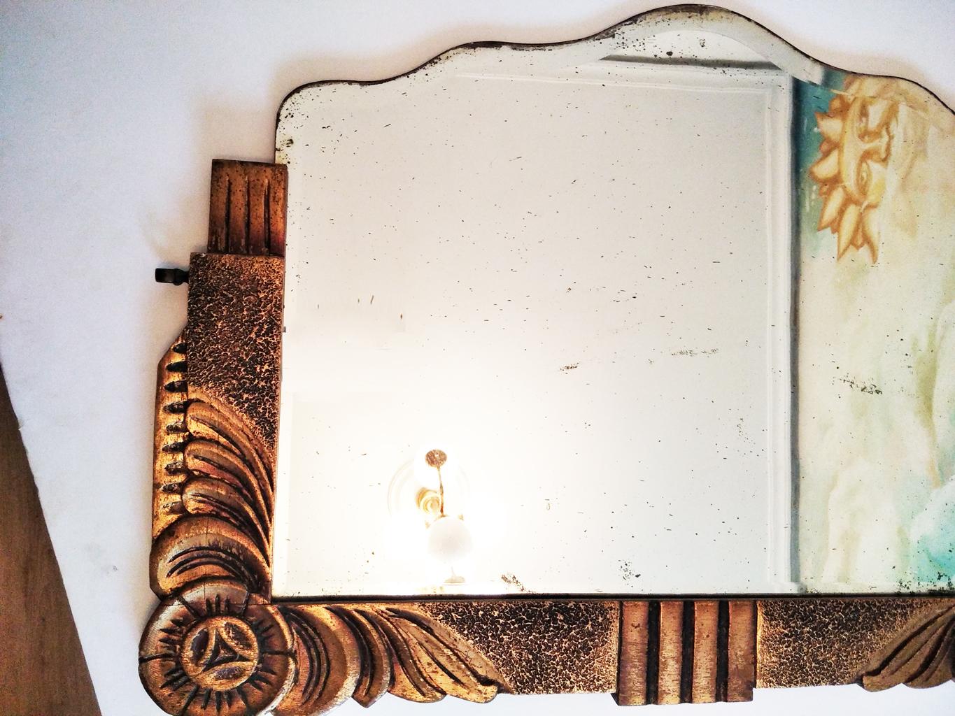 Spectacular Mirror With Gold Leaf, Art Deco , 1930s 4