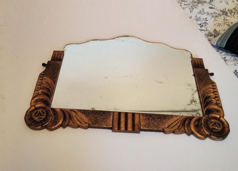 Wood Mirror With Gold Leaf, Art Deco,1930s For Sale