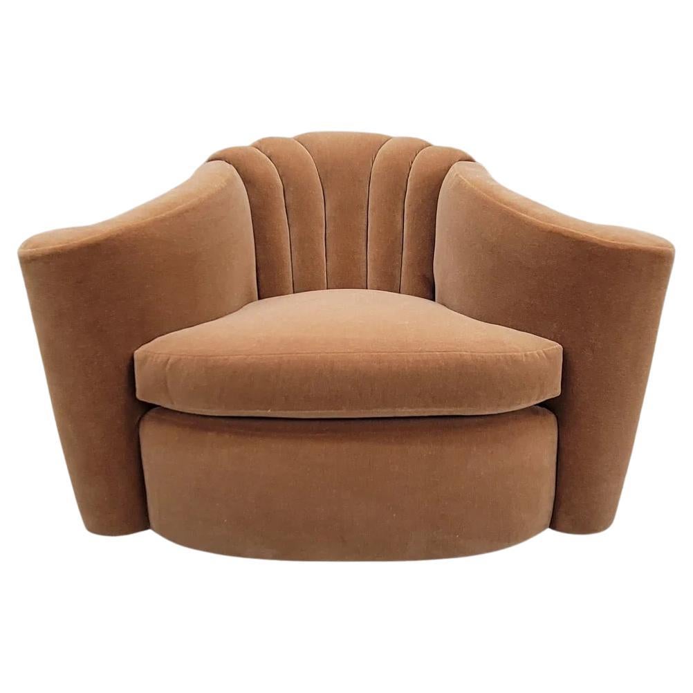 Art Deco Larry Laslo Channeled Back Flared Arms Mohair Club Chair