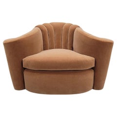 Art Deco Larry Laslo Channeled Back Flared Arms Mohair Club Chair