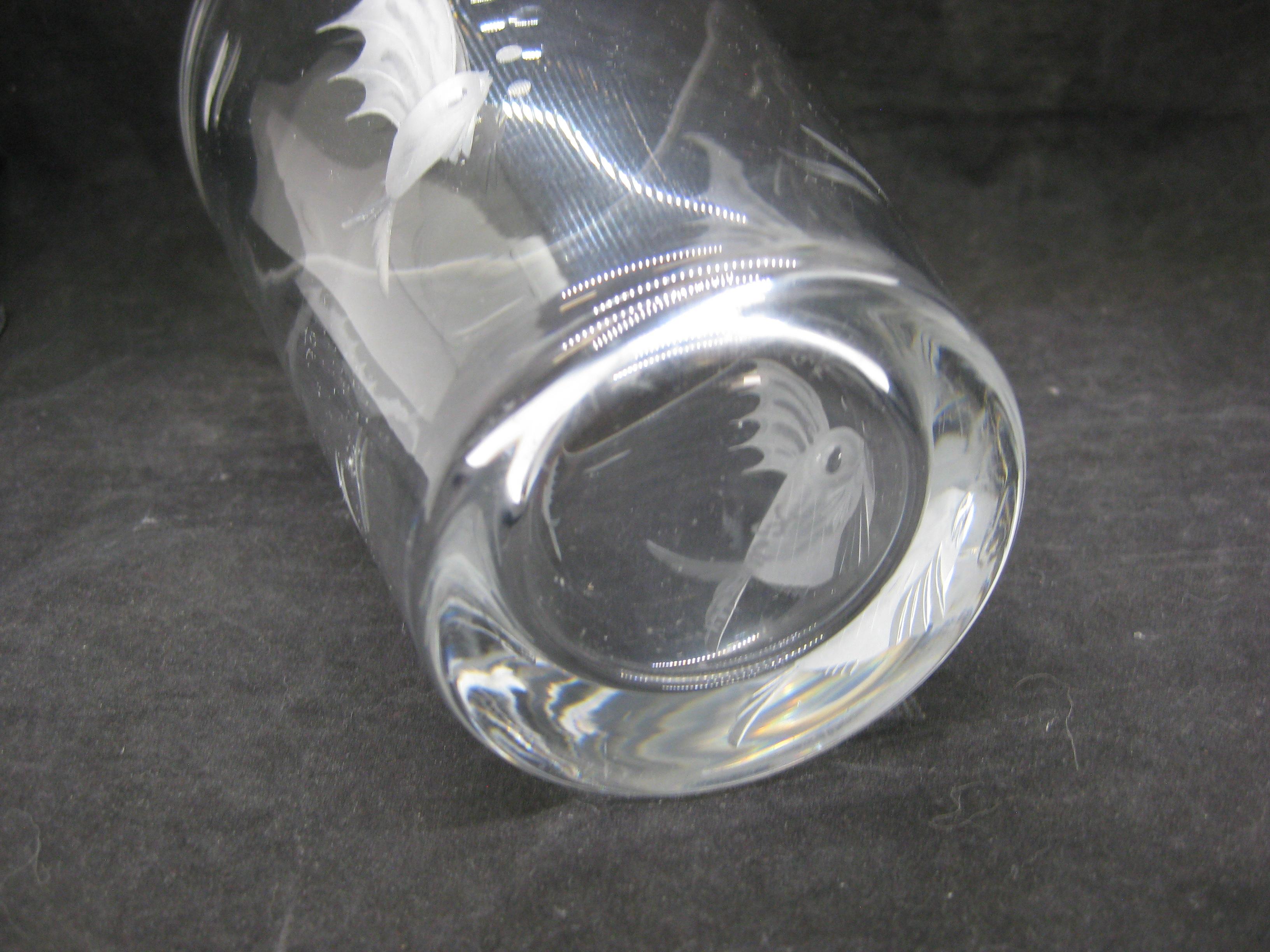 Vase sculpté en verre Art Déco Lars Kjellander, Suède Kosta Orrefors en vente 7