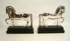 Serre-livres Art Déco Laurent cheval sculpté en bronze, vers 1930, France