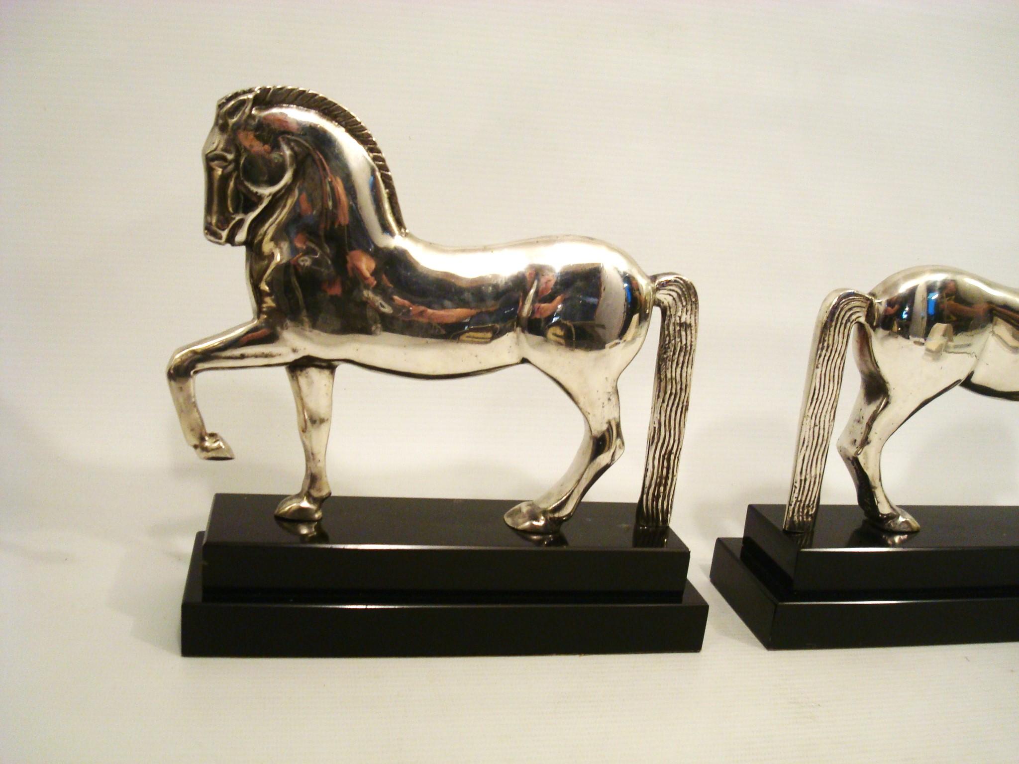 Francese Reggilibri in bronzo Art Deco Laurent Horse, 1930 circa, Francia in vendita