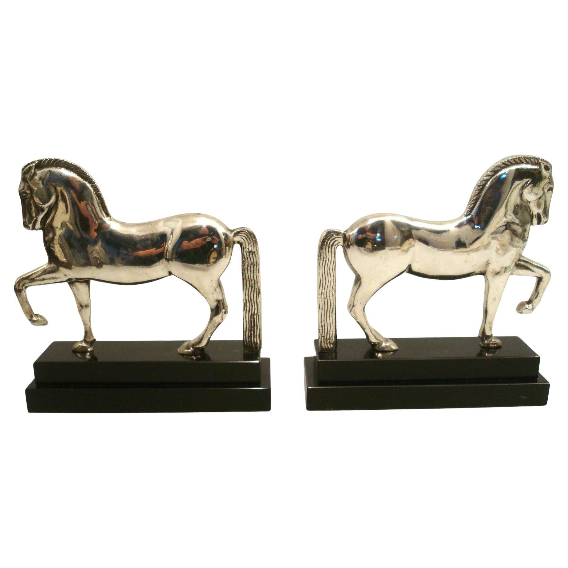 Art Deco Laurent Horse Bookends Bronze Sculpture, c 1930, France