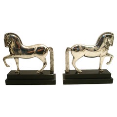Art Deco Laurent Horse Bookends Bronze Sculpture, c 1930, France
