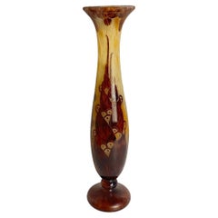 Vintage Art Deco Lauriers Glass Vase by Le Verre Francais 