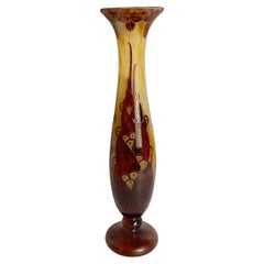 Vase Art Déco Lauriers en verre par Le Verre Français 