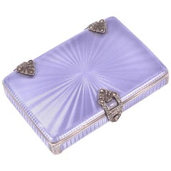 Art Deco Lavender Guilloche Enamel Sterling Silver Box