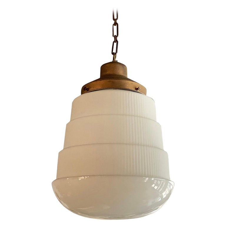 Art Deco Layered Milk Glass Pendant Light at 1stDibs
