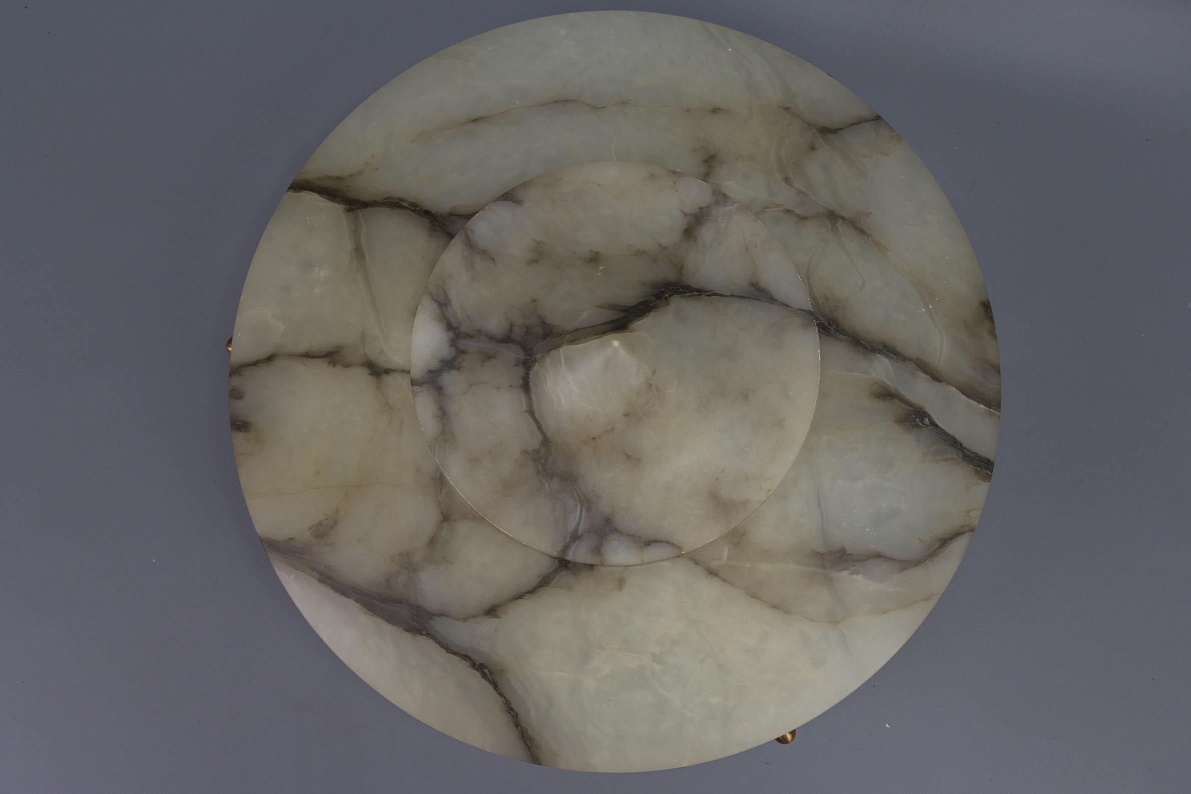 Art Deco Layered White and Black Alabaster Pendant Light, 1920s 10