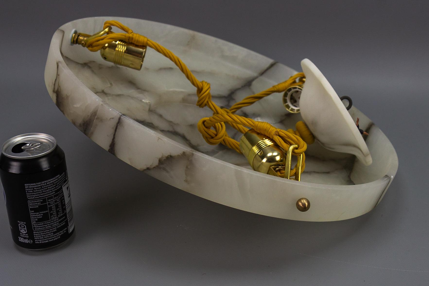 Art Deco Layered White and Black Alabaster Pendant Light, 1920s 11